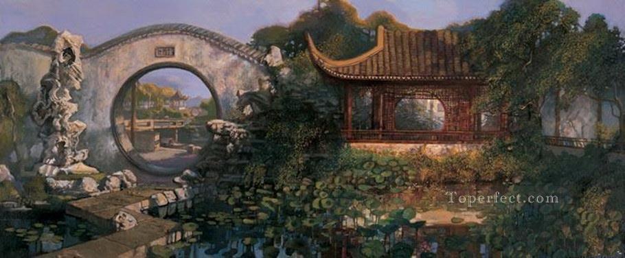 中国の長江デルタ南部の庭園 中国の風景油絵